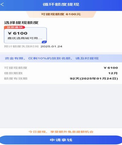 鹿优选备用金5000放款中稳吗